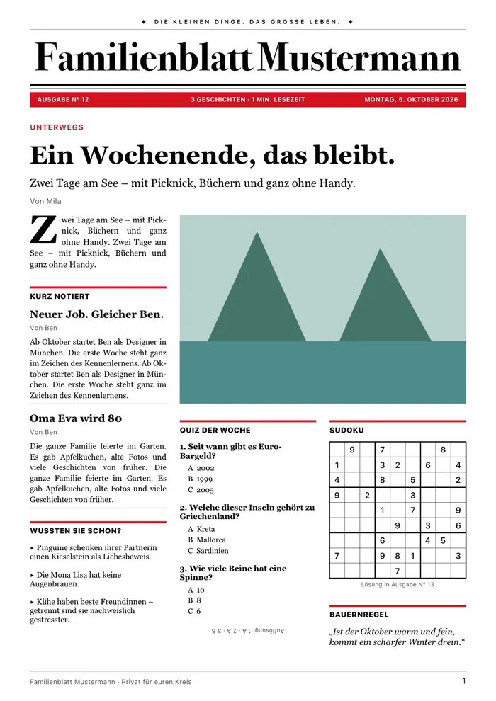 Titelseite im Stil Boulevard