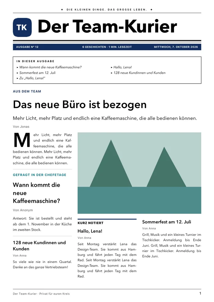 Beispiel Der Team-Kurier im Stil Business