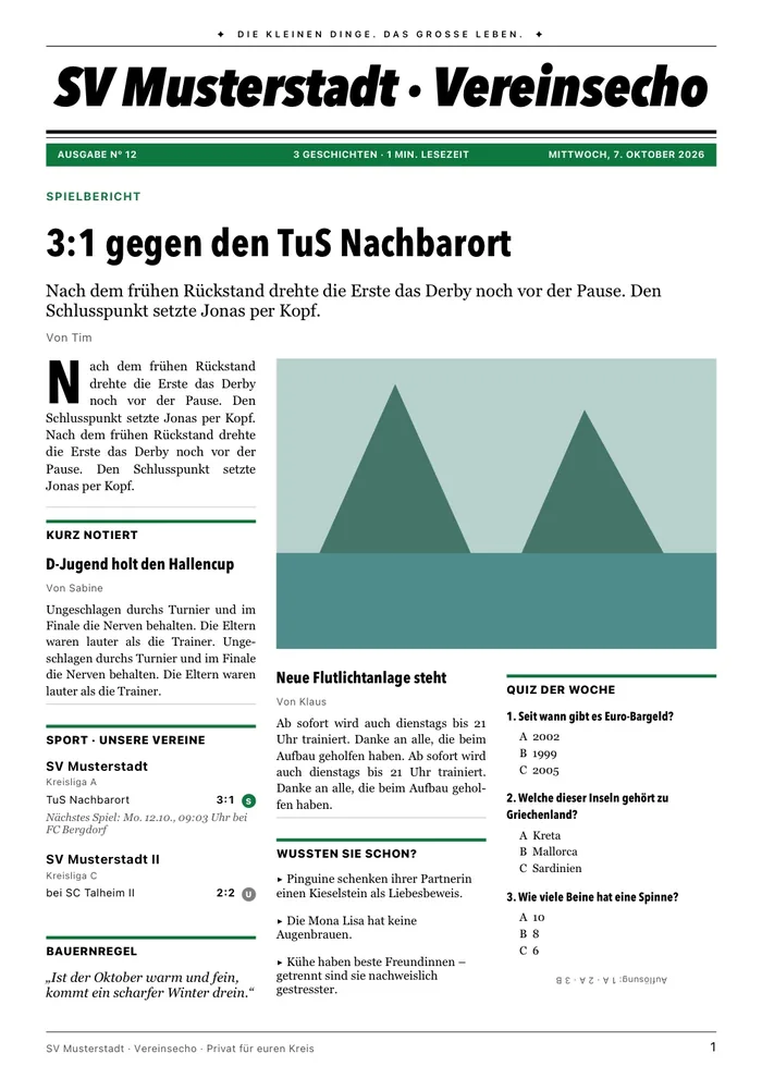 Vereinszeitung im Stil Sport